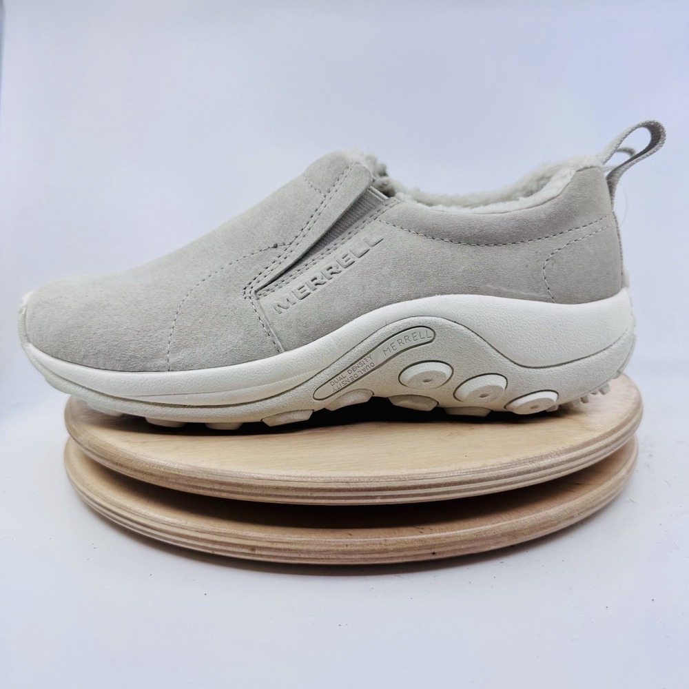 Merrell Jungle Moc Cozy Shoes Womens 7 Oyster Taupe Suede Fleece Slip On J004628